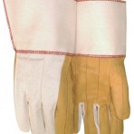 Quilted Golden Brown White Back Gauntlet Gloves 14 o.z. 285TAN