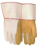 Golden Quilted Palm, White Back and Cuff Starched Gauntlet Gloves 18 oz. 378GPWR