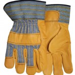 Safety Cuff Grain Cowhide Knuckle Striped Rubberized Cuff Gloves 5955WTS